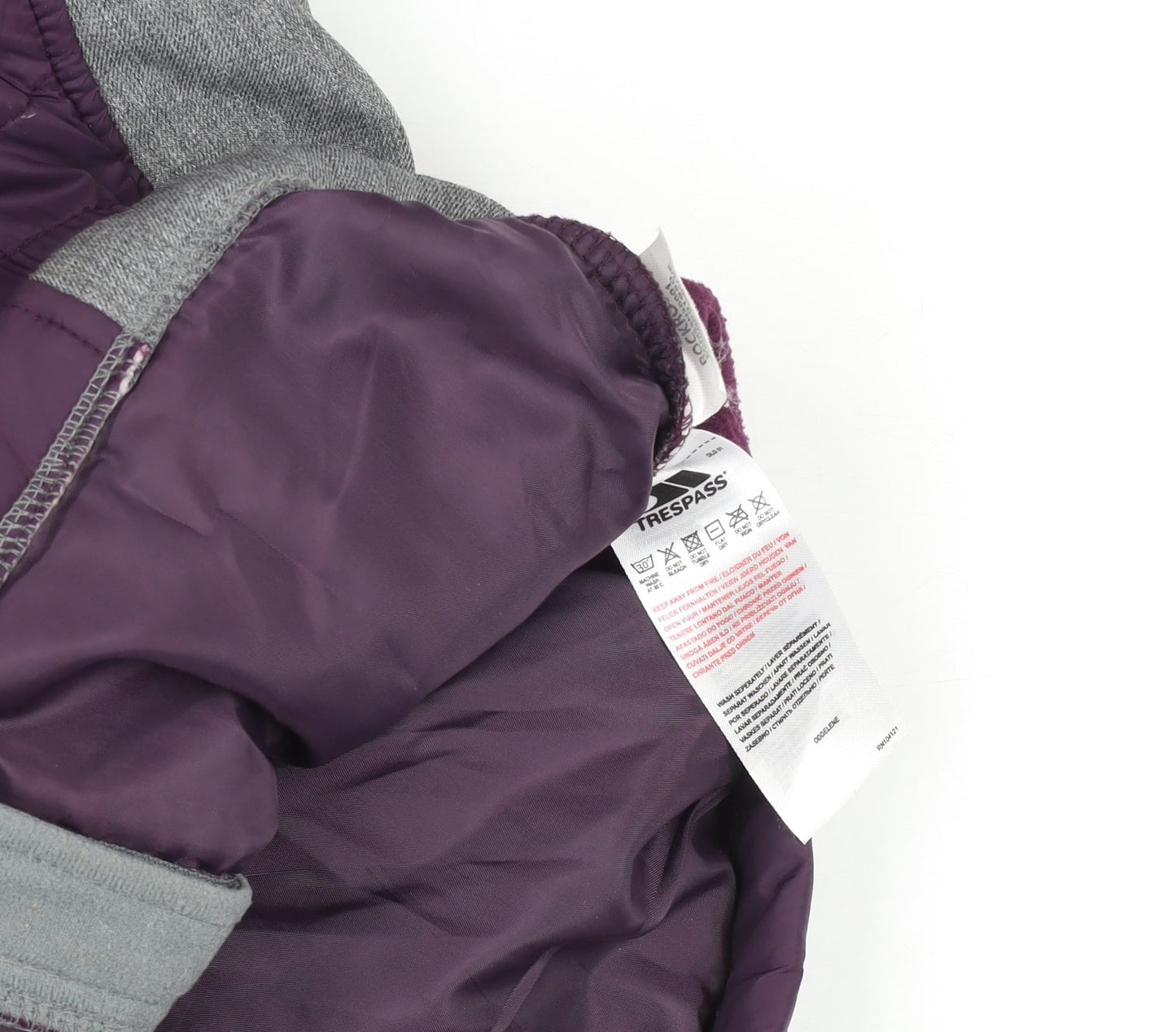 Trespass Girls Purple Softshell Hooded Jacket 3-4 Years Wind Resistant