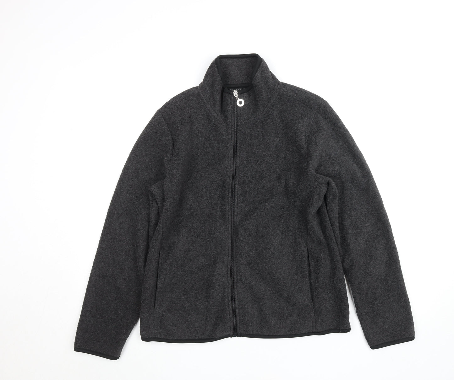 E Studio Womens Grey Fleece Full Zip Jacket Size L
