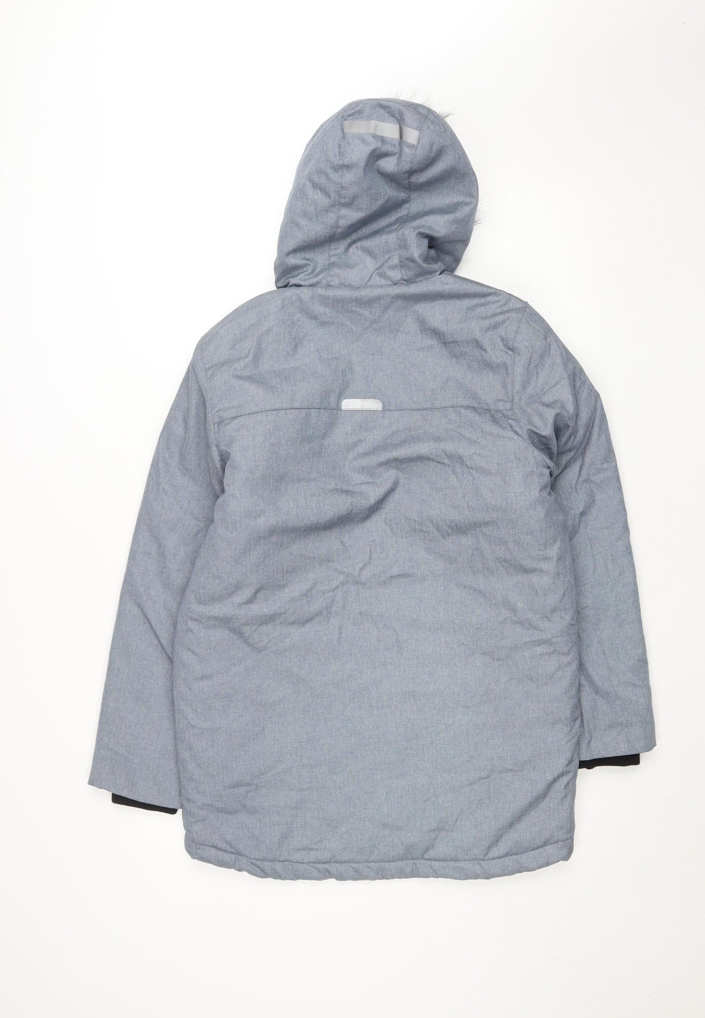 Next Boys Blue Hooded Parka Coat 12 Years Quilted Faux Fur Winter Jacket