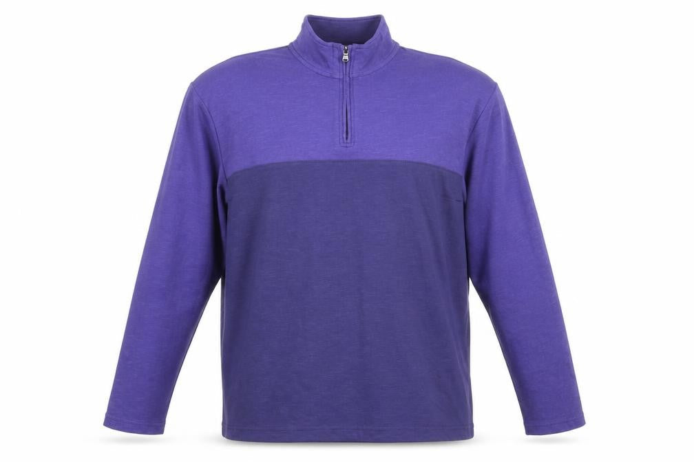 Chaps Men's Blue 2XL Colourblock 1/4 Zip Long Sleeve Top