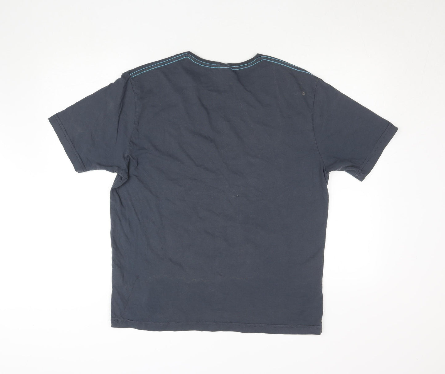 Crosshatch Men's Blue Graphic Print Short Sleeve Cotton T-Shirt L