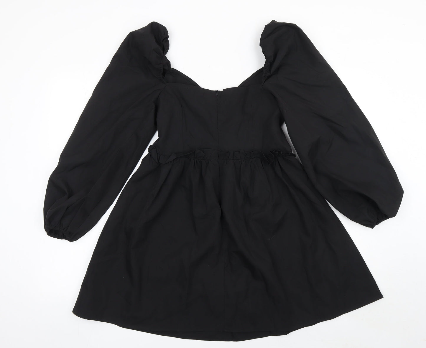 I Saw It First Women Black Short A-Line Puff Sleeve Dress Size 10