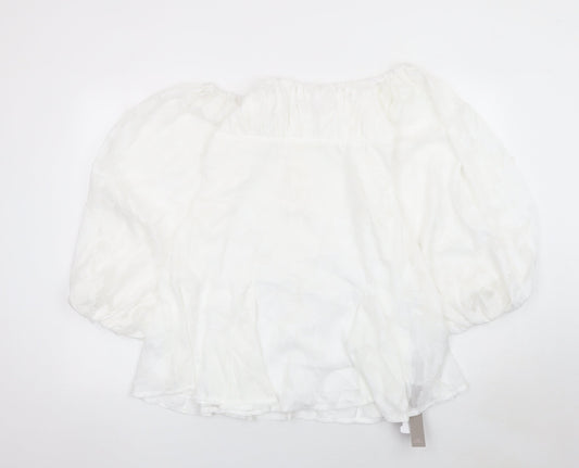 Missguided Women White Off Shoulder Puff Sleeve Short Dress M