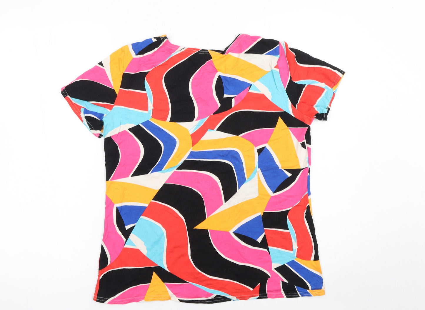 Natali Women's Multicoloured Geometric Short Sleeve Viscose T-Shirt Size 16