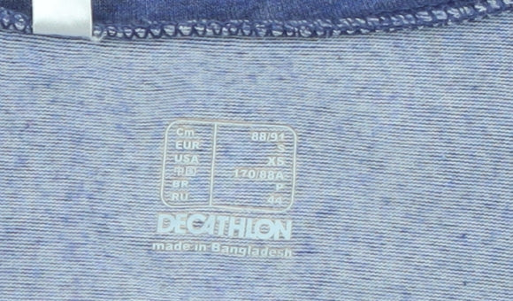Decathlon Women Blue V-Neck Sports T-Shirt XS Lightweight Gym Top