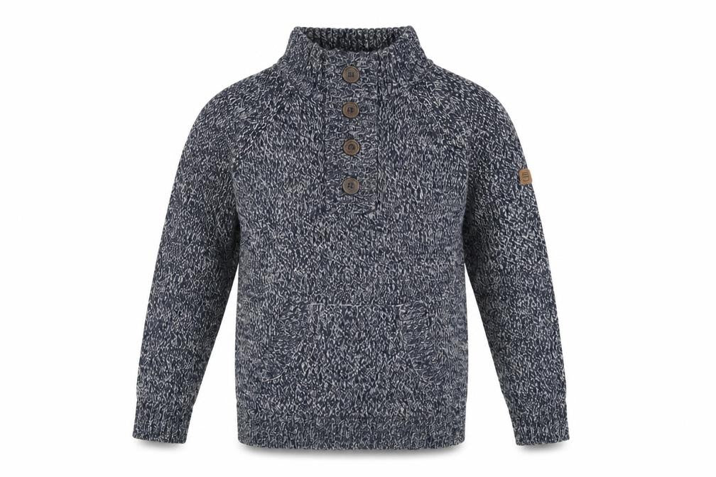 Smith & Jones Men Blue Chunky Henley Knit Jumper Size S