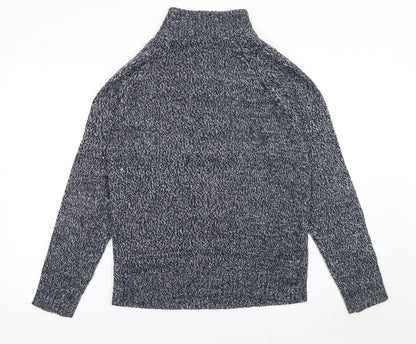 Smith & Jones Men Blue Chunky Henley Knit Jumper Size S