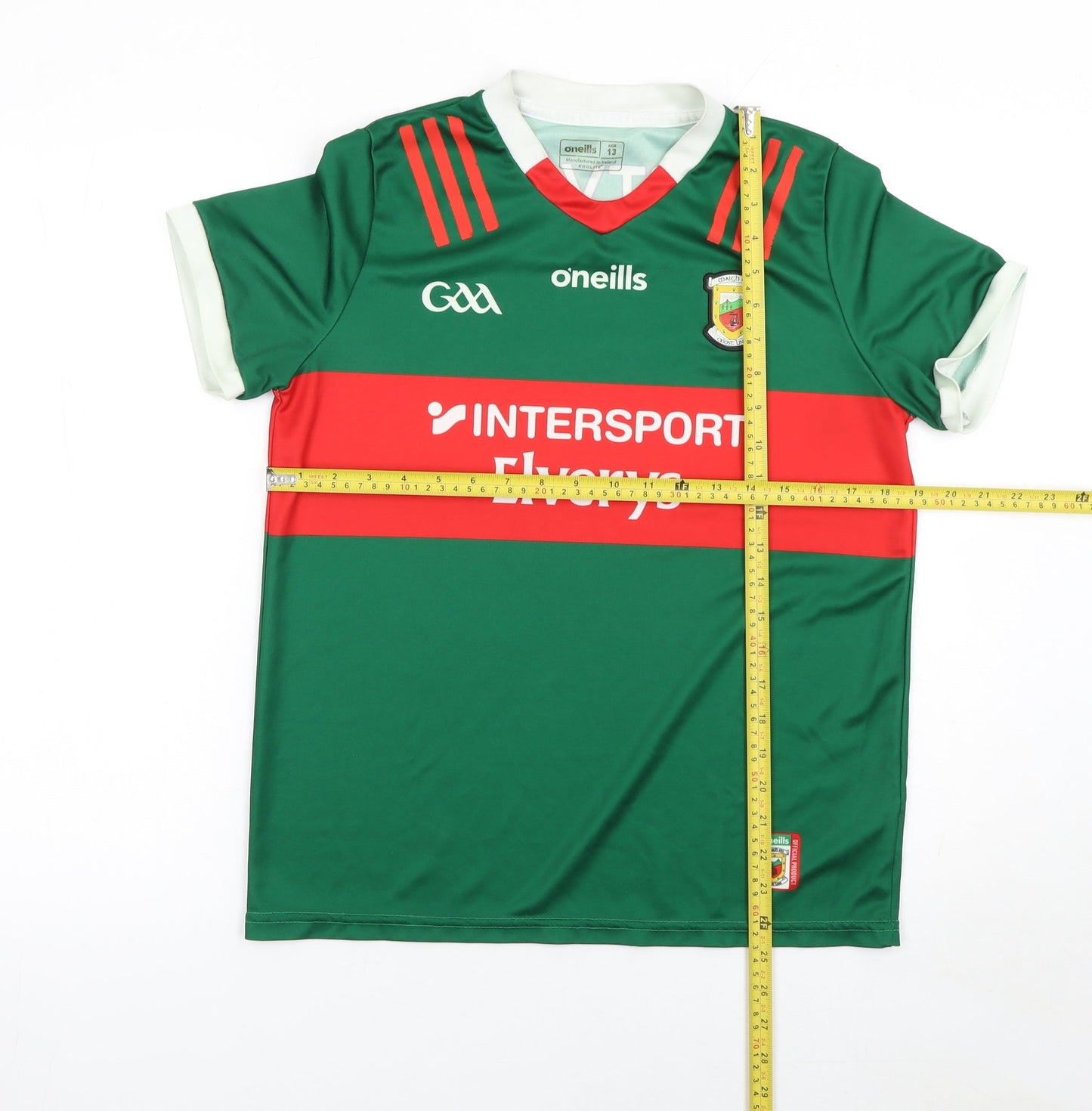O'Neills Boys Green Football Jersey T-Shirt Age 13 Regular Fit Polyester
