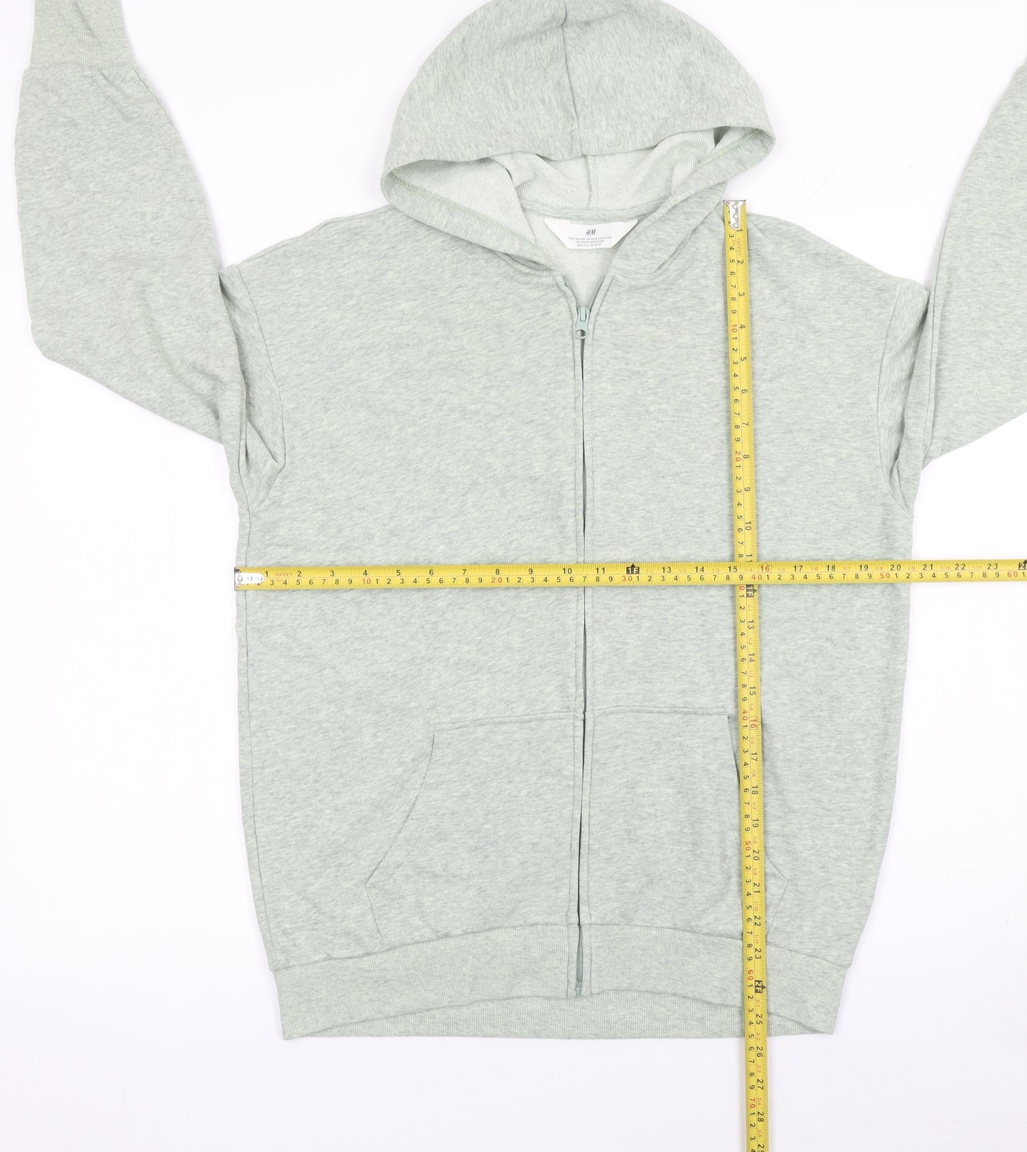 H&M Girls Grey Full Zip Hoodie 11-12 Years Cotton Blend Long Sleeve