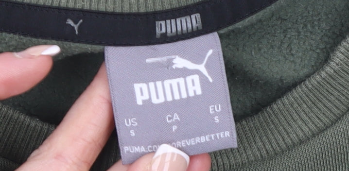 Puma Men's Green Small Crew Neck Pullover Sweatshirt
