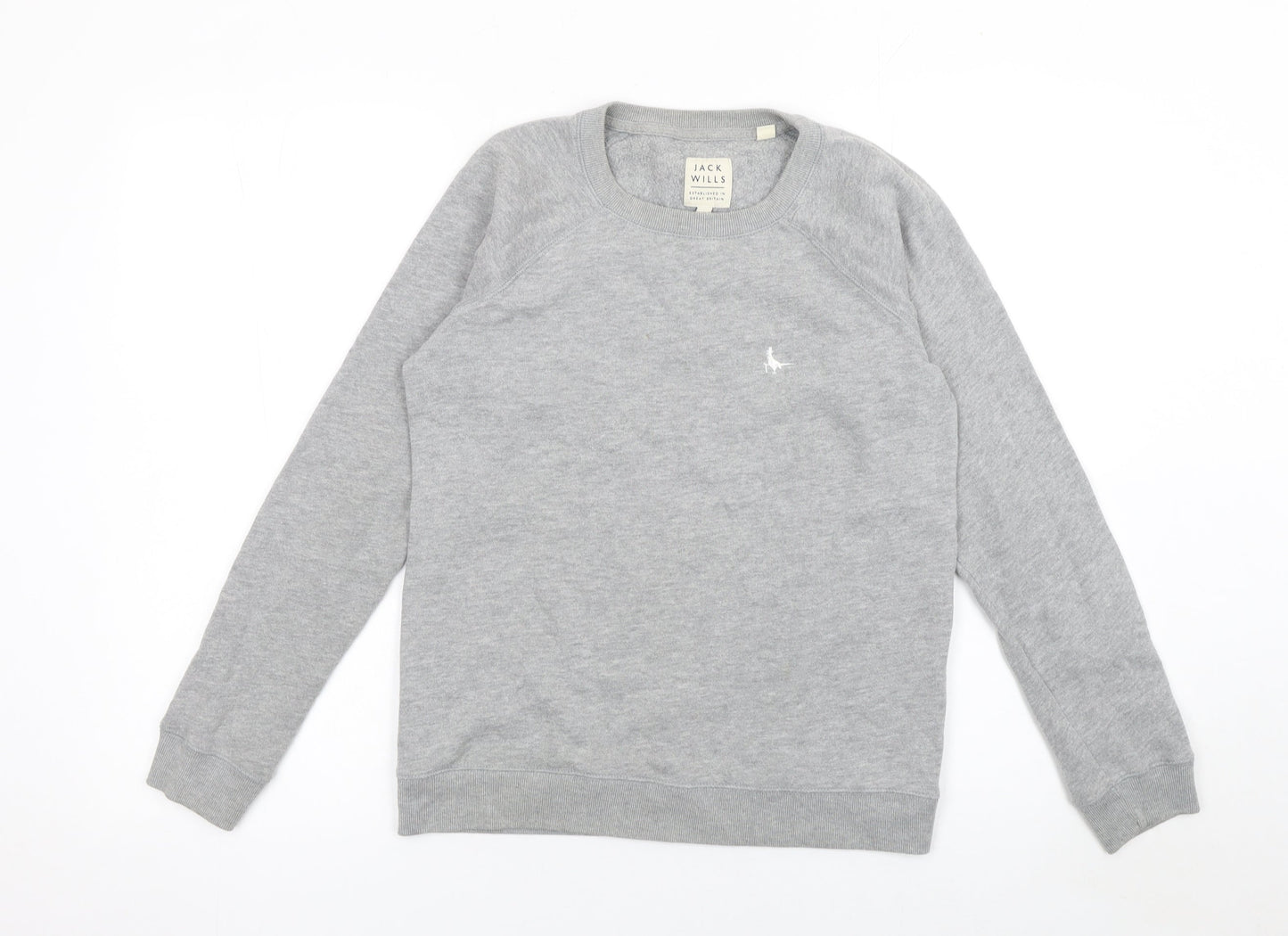 Jack Wills Womens Grey Cotton Blend Crew Neck Sweatshirt UK 10