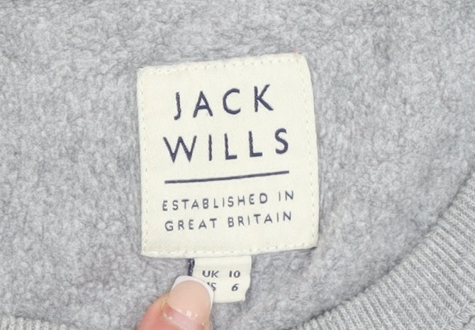 Jack Wills Womens Grey Cotton Blend Crew Neck Sweatshirt UK 10