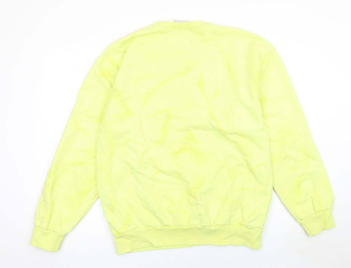 Nasaseasons Women's Yellow Cotton Crew Neck Sweatshirt Size L