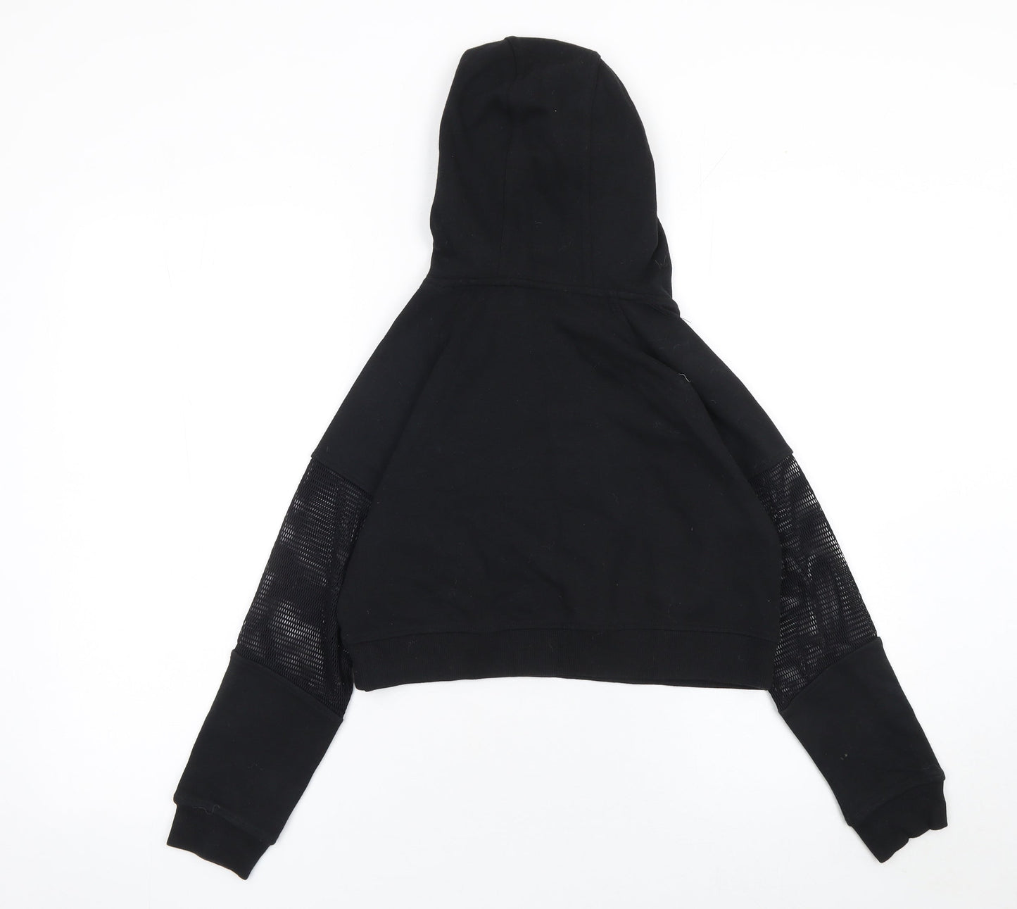 USA Pro Girls Black Cropped Hoodie 11-12 Years Mesh Sleeve Pullover