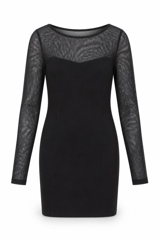 Forever 21 Women’s Black Sheer Mesh Long Sleeve Bodycon Dress Size S