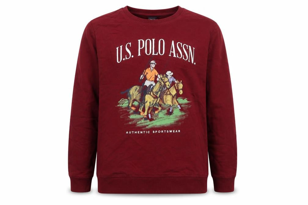 U.S. Polo Assn. Boys Red Pullover Sweatshirt 12-13 Years Crew Neck Logo Top