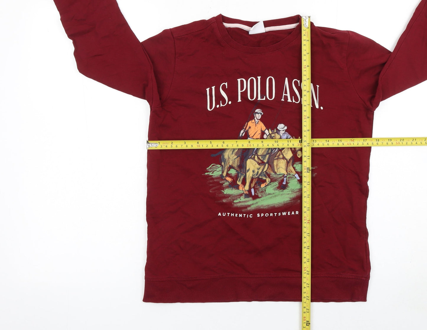 U.S. Polo Assn. Boys Red Pullover Sweatshirt 12-13 Years Crew Neck Logo Top