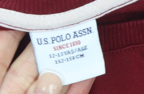U.S. Polo Assn. Boys Red Pullover Sweatshirt 12-13 Years Crew Neck Logo Top