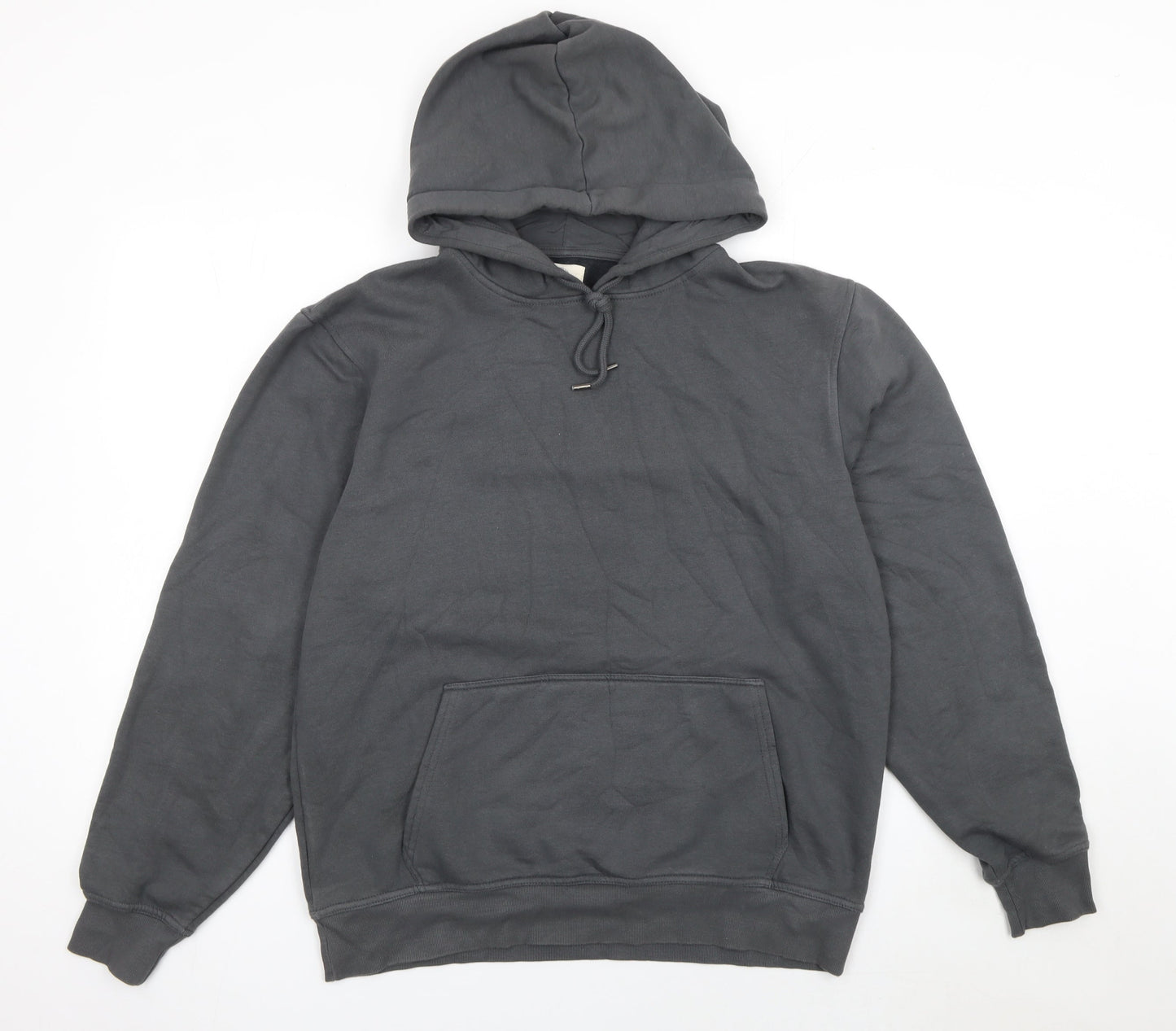 River Island Men's Grey Pullover Hoodie Size M Fleece Cotton Blend