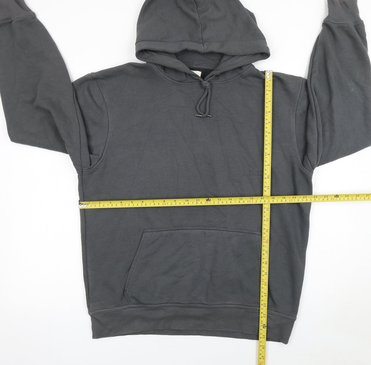 River Island Men's Grey Pullover Hoodie Size M Fleece Cotton Blend