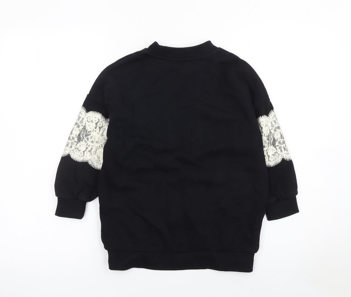 Marks and Spencer Girls Black Paris Lace Pullover Sweatshirt 7 Years