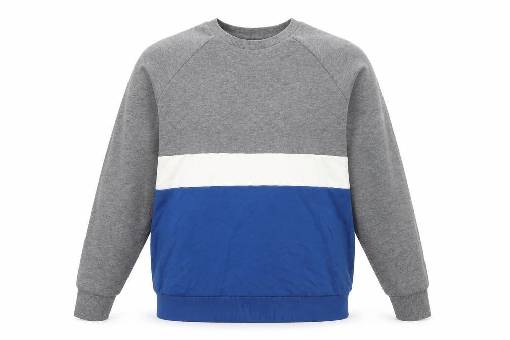 Topman Men’s Grey Blue Colour Block Crew Neck Sweatshirt Size L