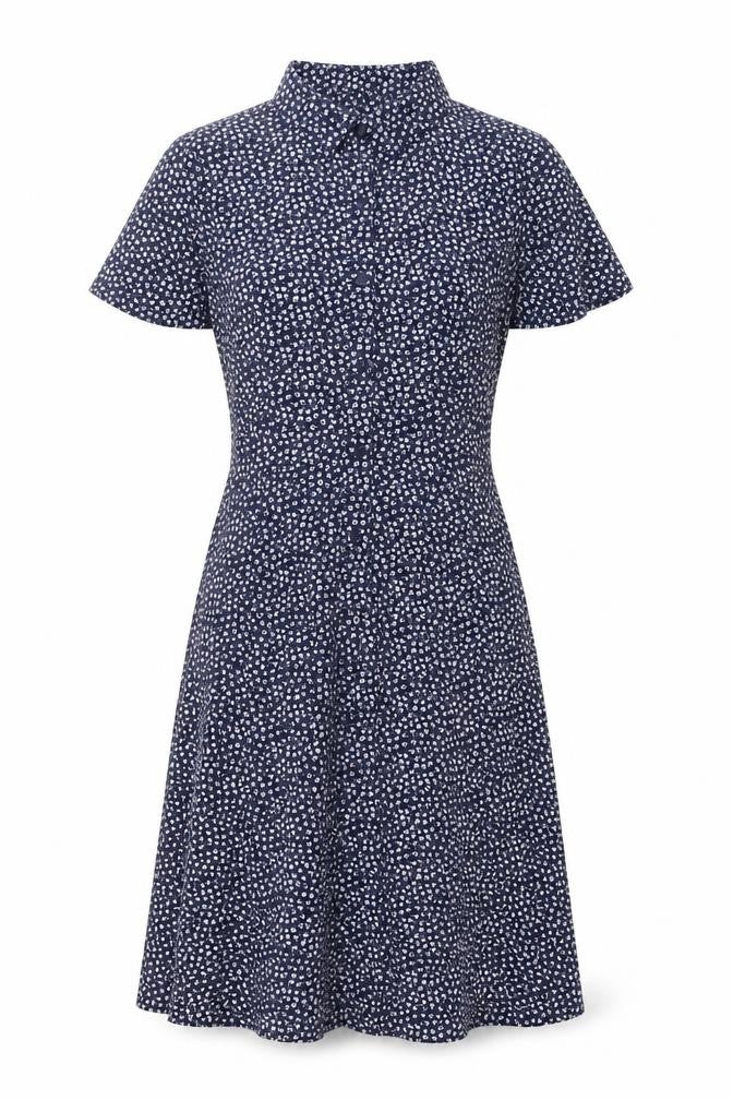 Rowen Avenue Women's Blue Floral Shirt Dress L Short Sleeve
