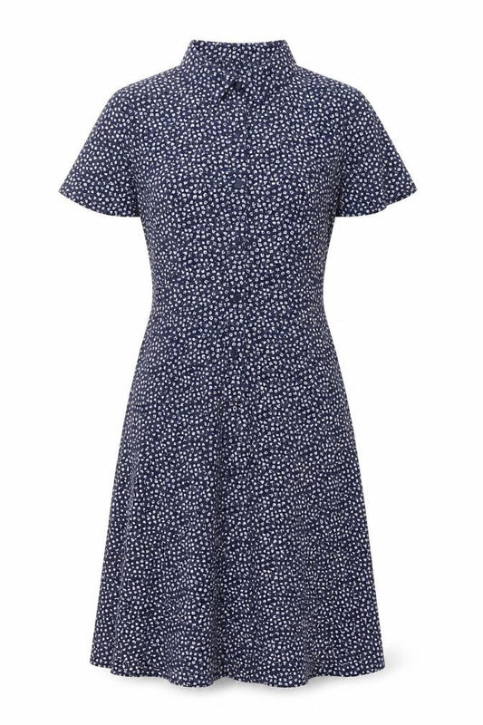 Rowen Avenue Women's Blue Floral Shirt Dress L Short Sleeve