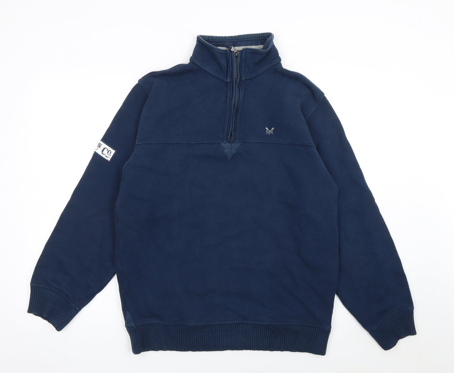Crew Clothing Co. Men's Blue 1/4 Zip Cotton Sweatshirt Size S