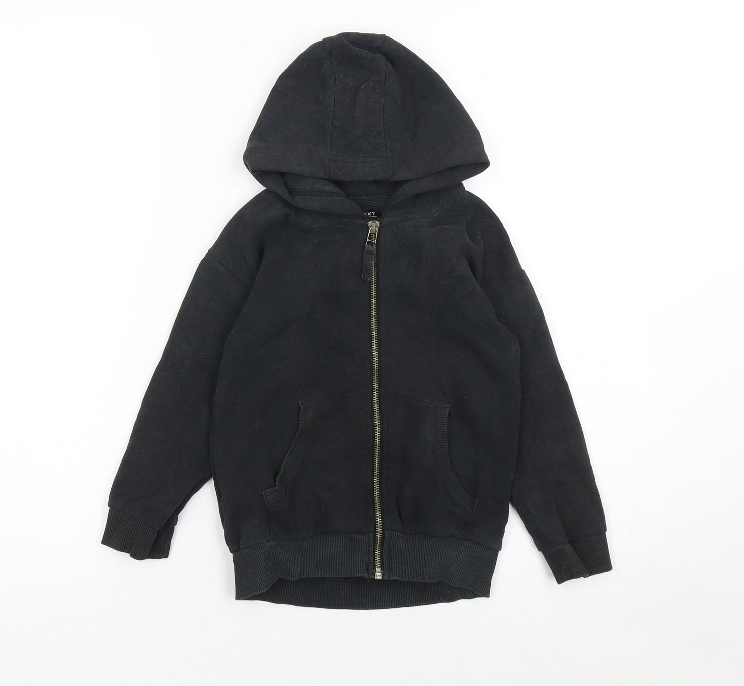 Next Boys Black Full Zip Hoodie Size 5 Years Fleece Cotton Blend