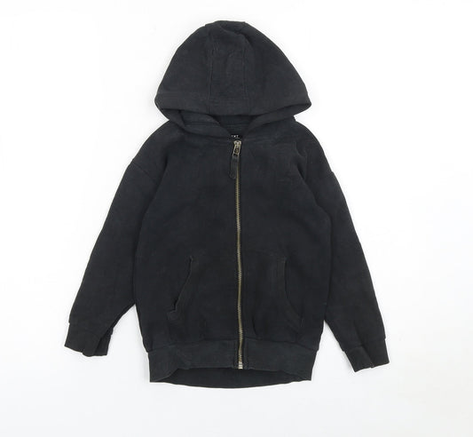 Next Boys Black Full Zip Hoodie Size 5 Years Fleece Cotton Blend