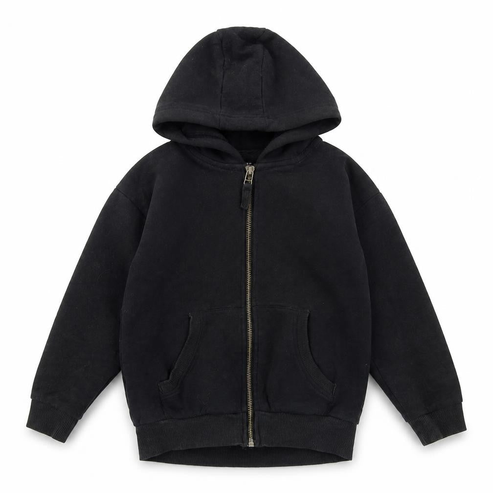 Next Boys Black Full Zip Hoodie Size 5 Years Fleece Cotton Blend