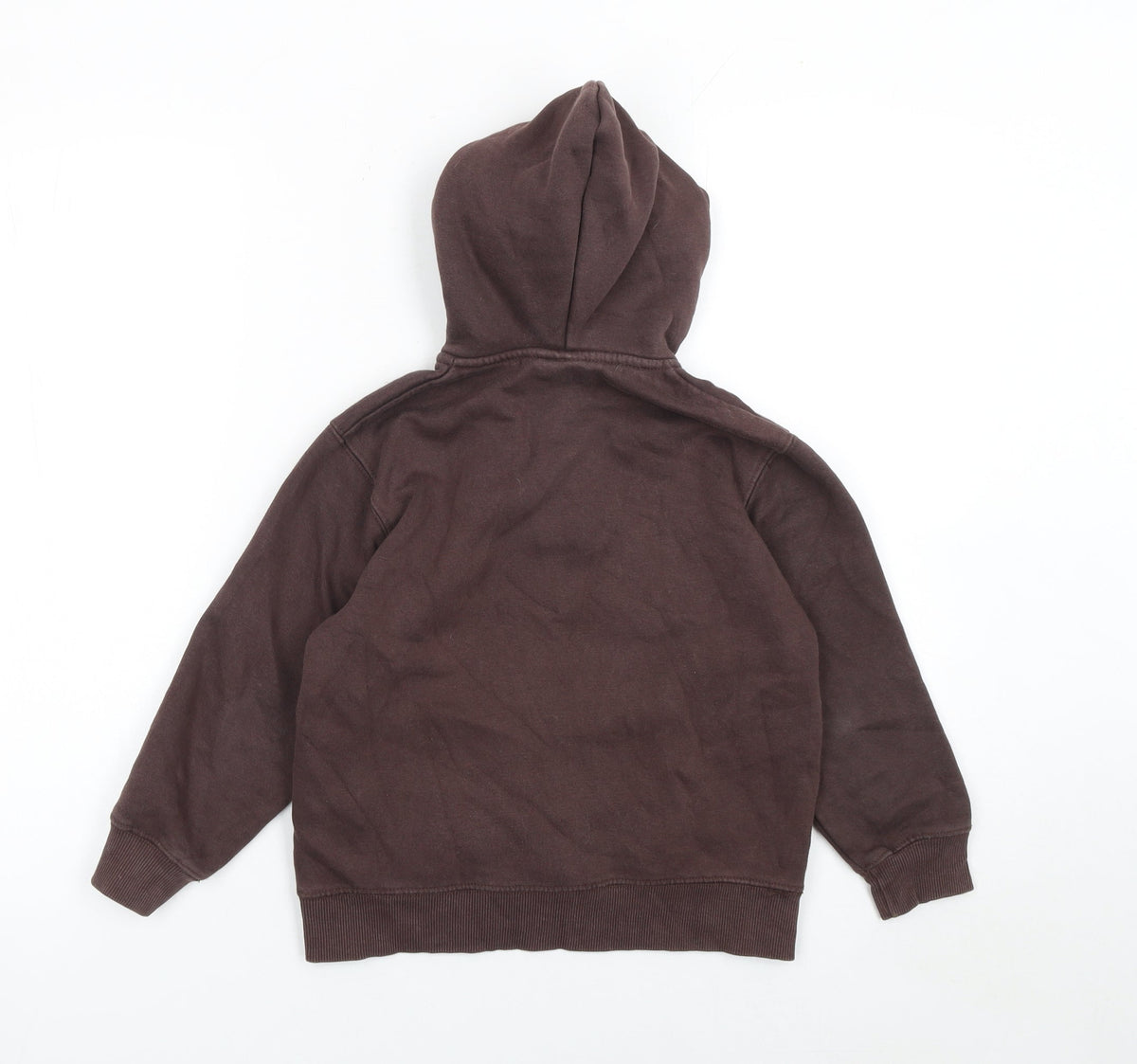 ZARA Boys Brown 7-8 Years Cotton Fleece Henley Hoodie