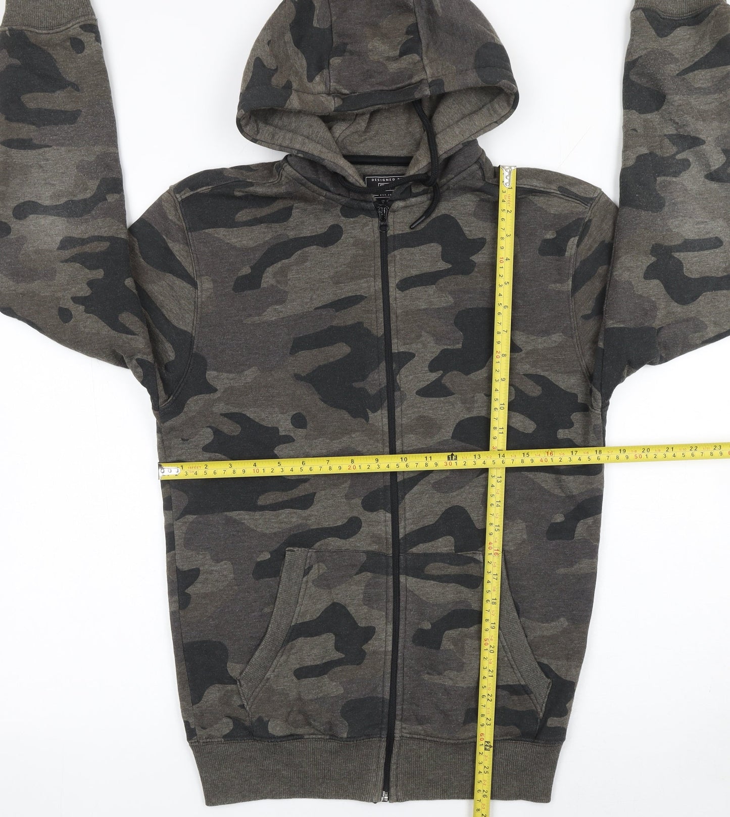 F&F Men's Green Camouflage Full Zip Hoodie Size S