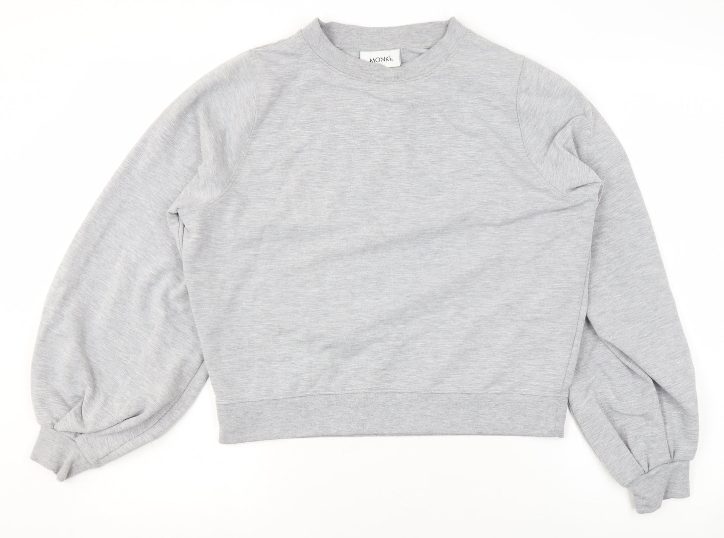 Monki Women's Grey Pullover Sweatshirt XS Relaxed Fit Crew Neck