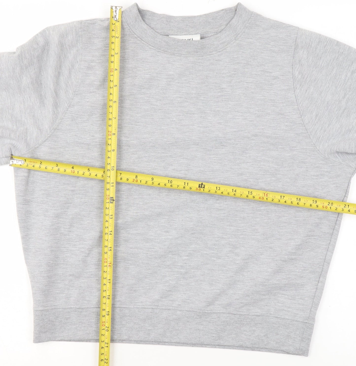 Monki Women's Grey Pullover Sweatshirt XS Relaxed Fit Crew Neck