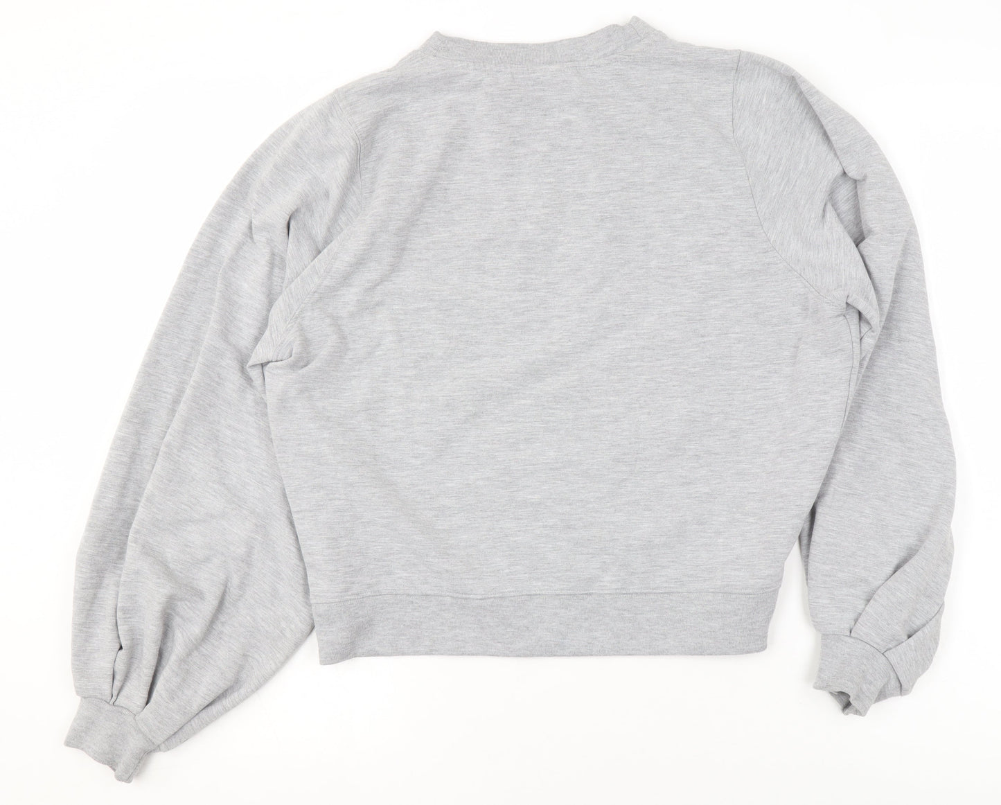 Monki Women's Grey Pullover Sweatshirt XS Relaxed Fit Crew Neck
