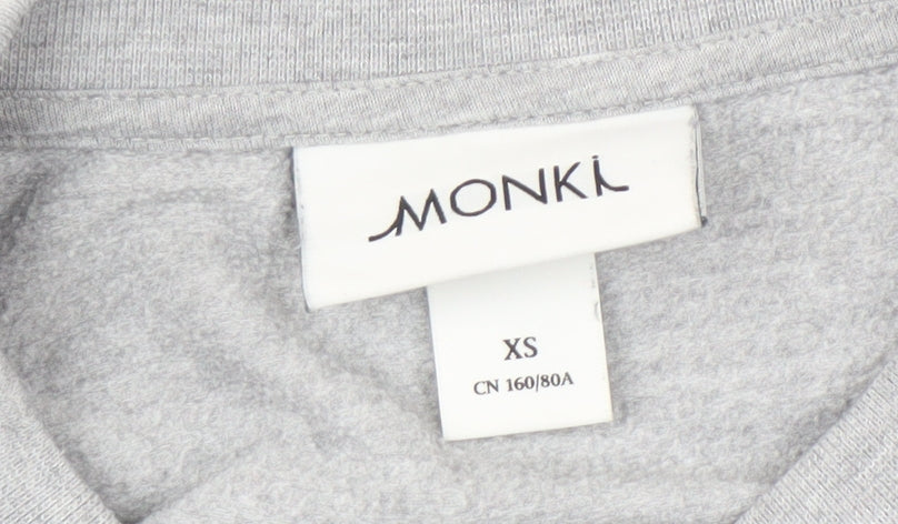 Monki Women's Grey Pullover Sweatshirt XS Relaxed Fit Crew Neck