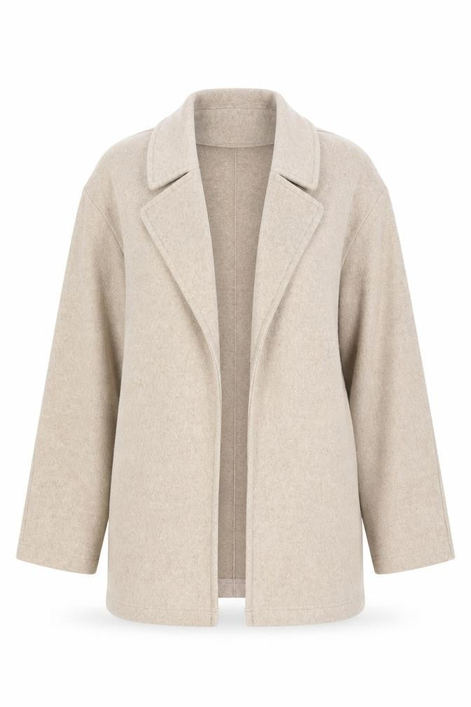 Zara Women Beige Mid-Length Open Front Polyester Coat Size S