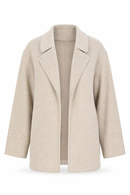 Zara Women Beige Mid-Length Open Front Polyester Coat Size S