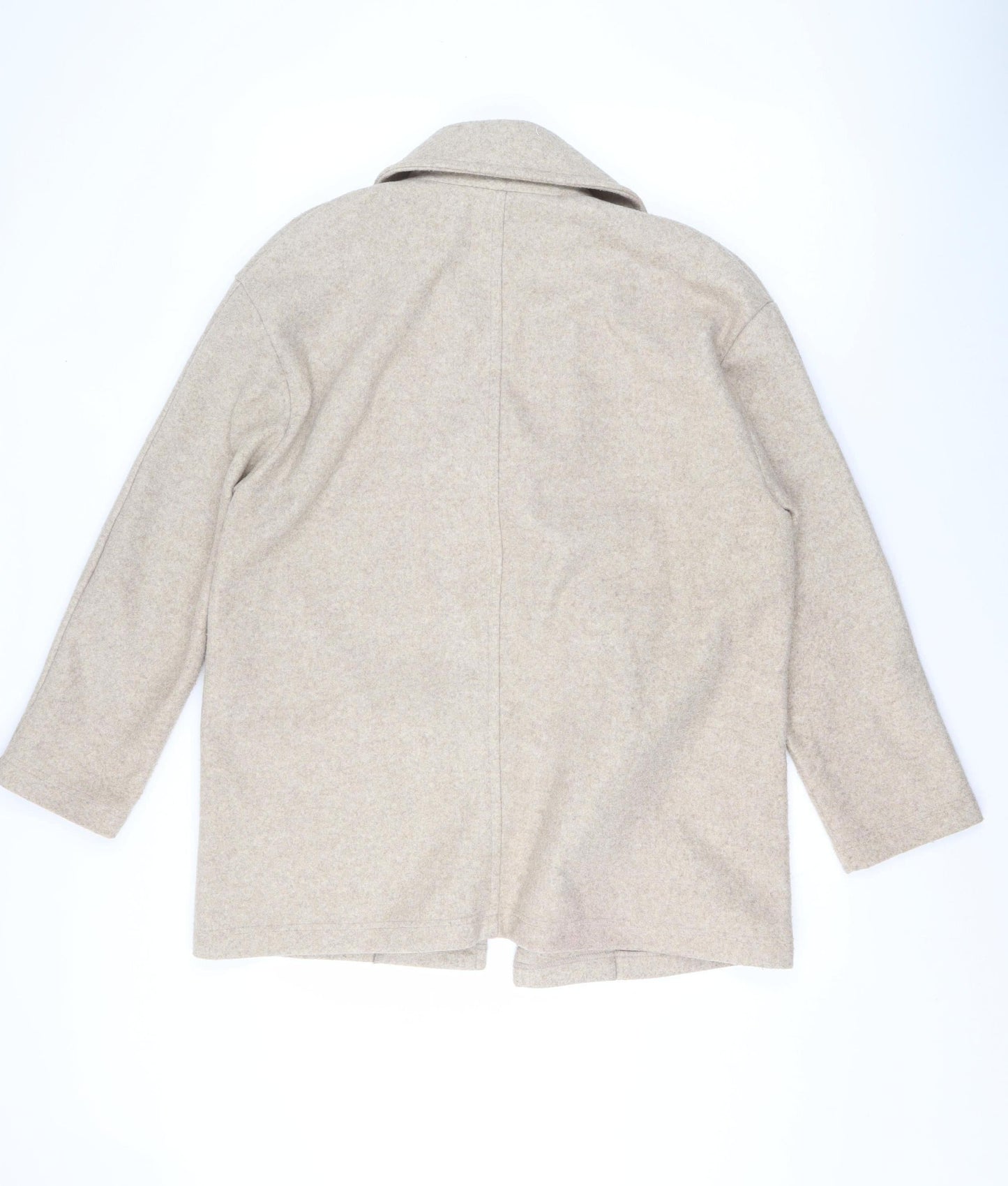Zara Women Beige Mid-Length Open Front Polyester Coat Size S