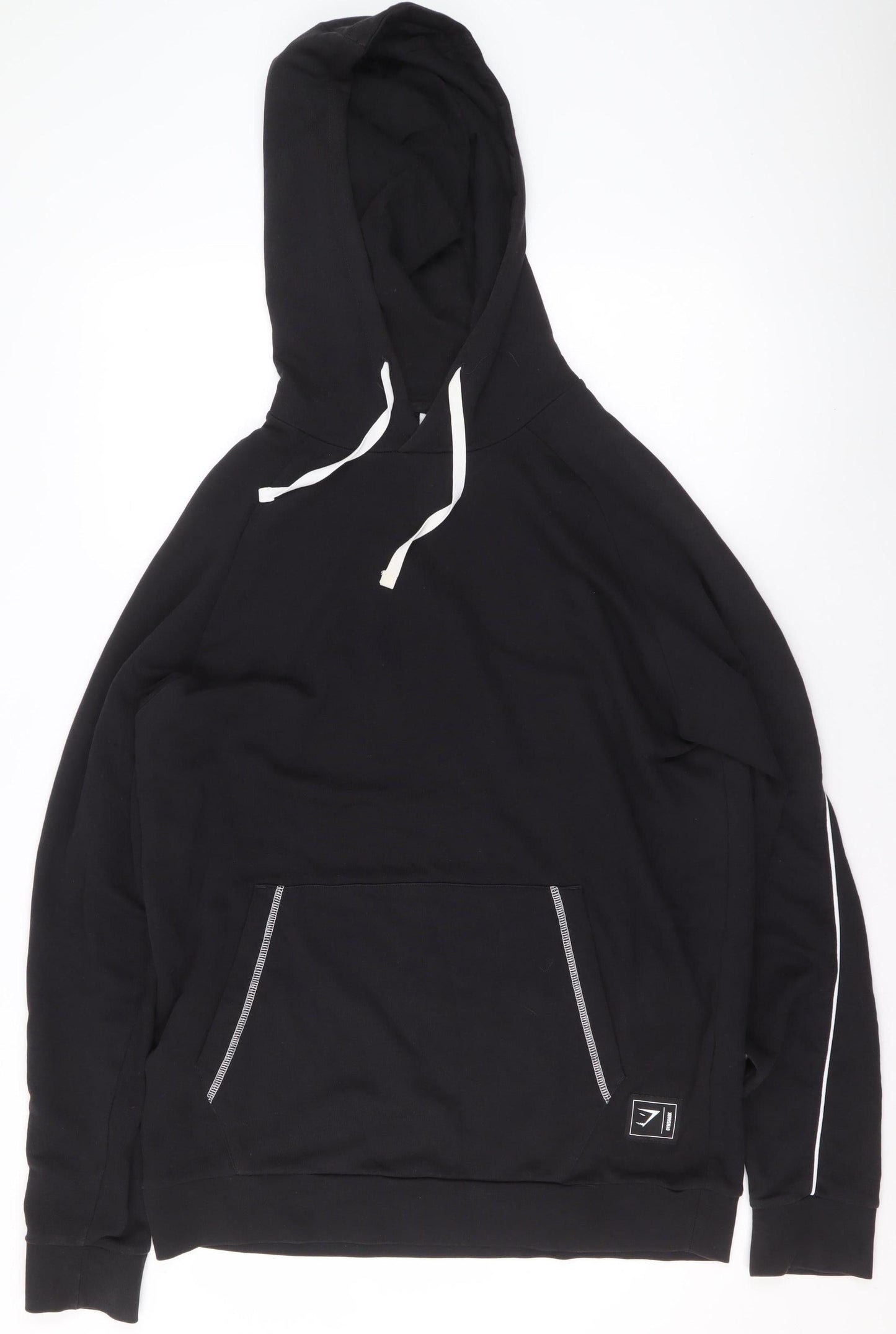 Gymshark Women Black S Pullover Hoodie Cotton Blend Drawstring