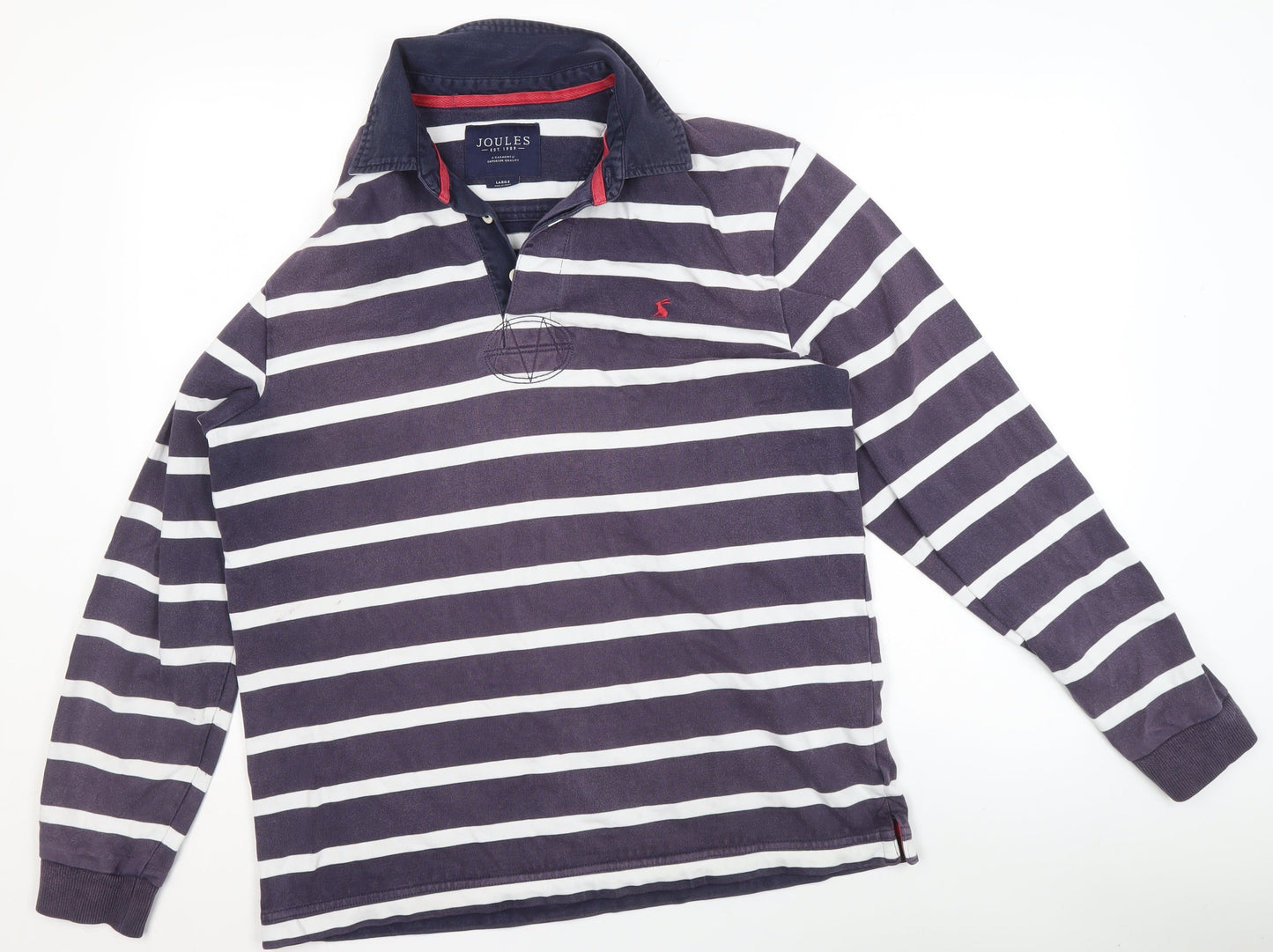 Joules Women's Navy White Stripe Henley Sweatshirt Size L Cotton