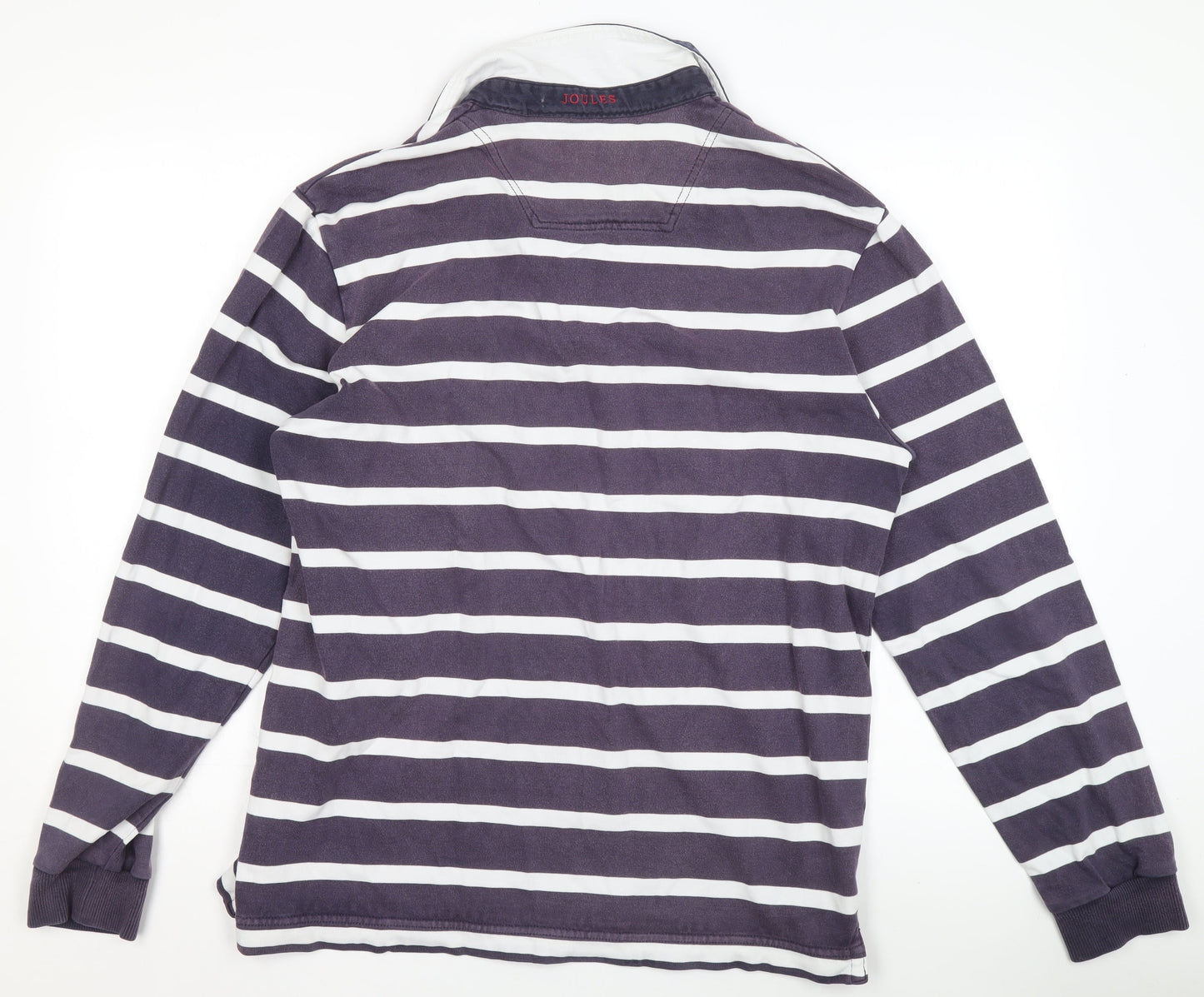 Joules Women's Navy White Stripe Henley Sweatshirt Size L Cotton
