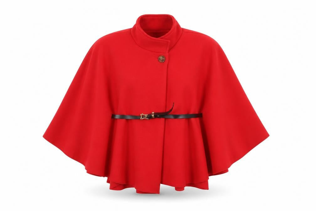 Maia Hemera Women’s Red Cape High Neck Belted Polyester One Size