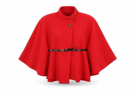 Maia Hemera Women’s Red Cape High Neck Belted Polyester One Size
