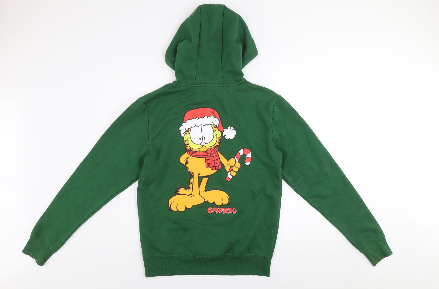 Garfield Men's Green XL Pullover Hoodie Christmas Graphic Sweatshirt