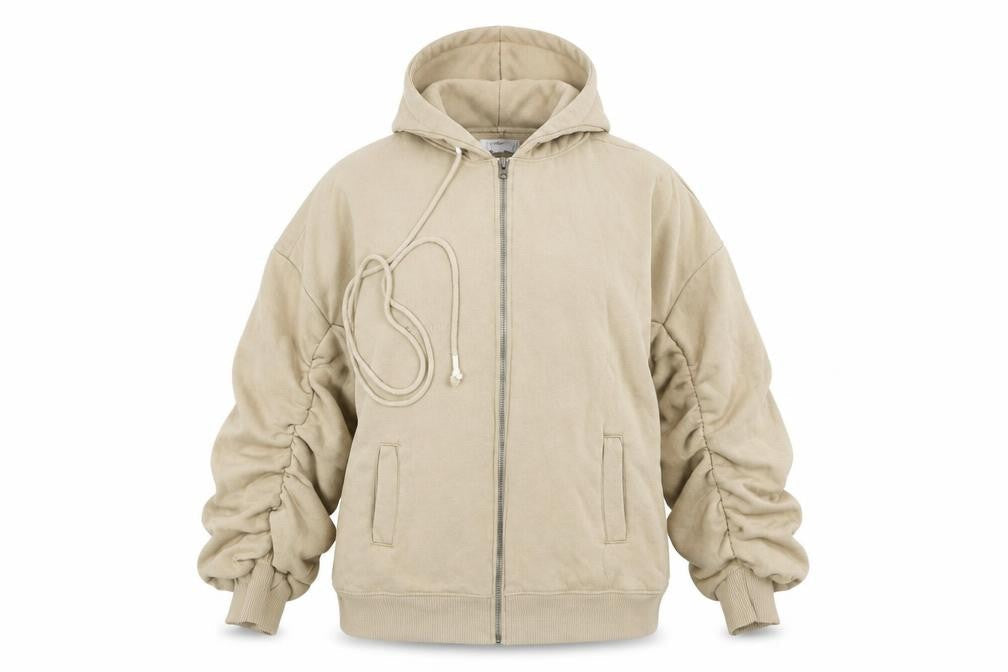 RE_STYLD Women’s Beige Hooded Zip Track Jacket Size 10 Cotton Blend