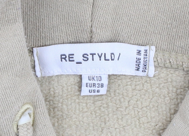 RE_STYLD Women’s Beige Hooded Zip Track Jacket Size 10 Cotton Blend