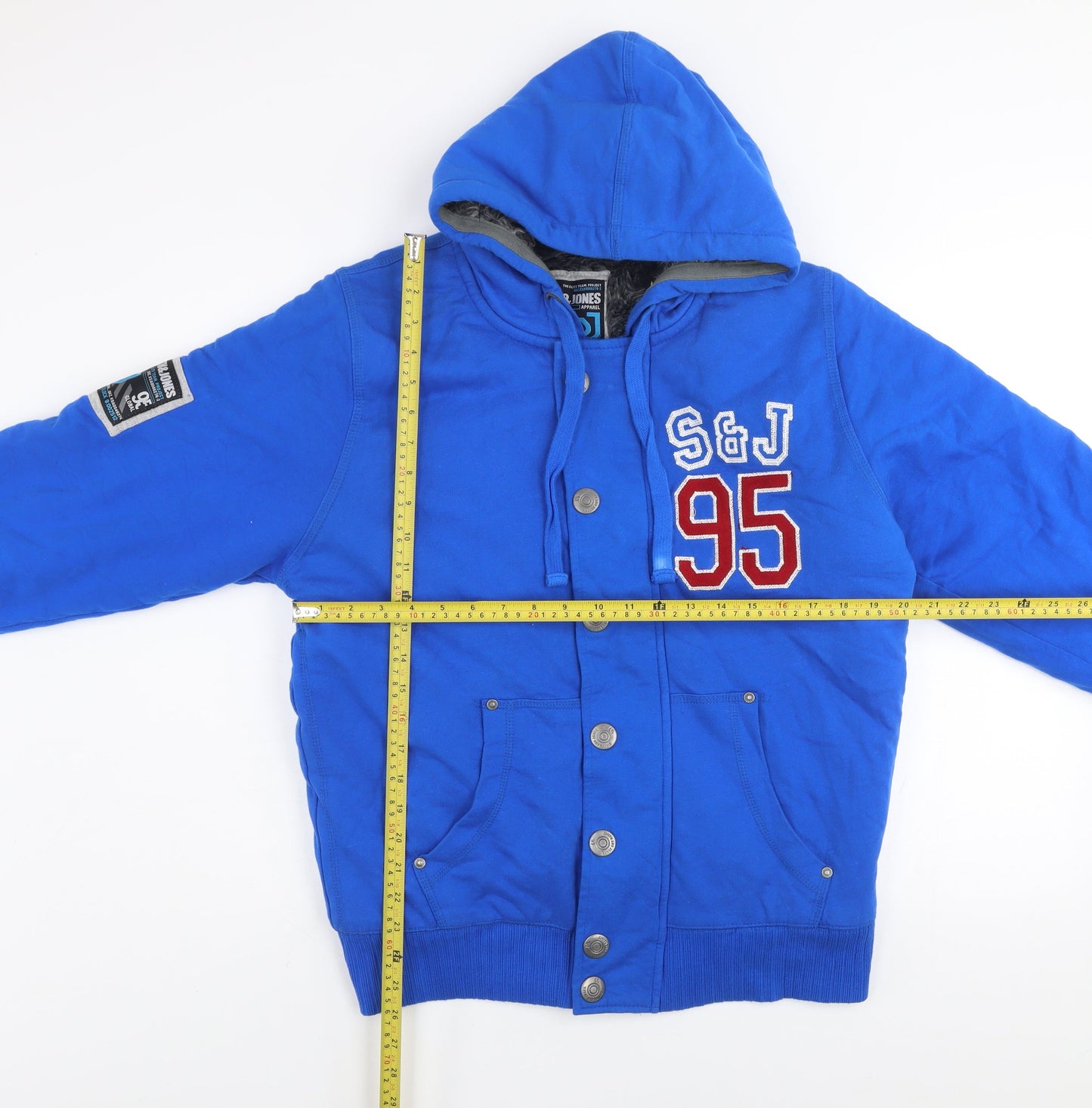 Smith & Jones Men's Blue L Hooded Casual Varsity Jacket